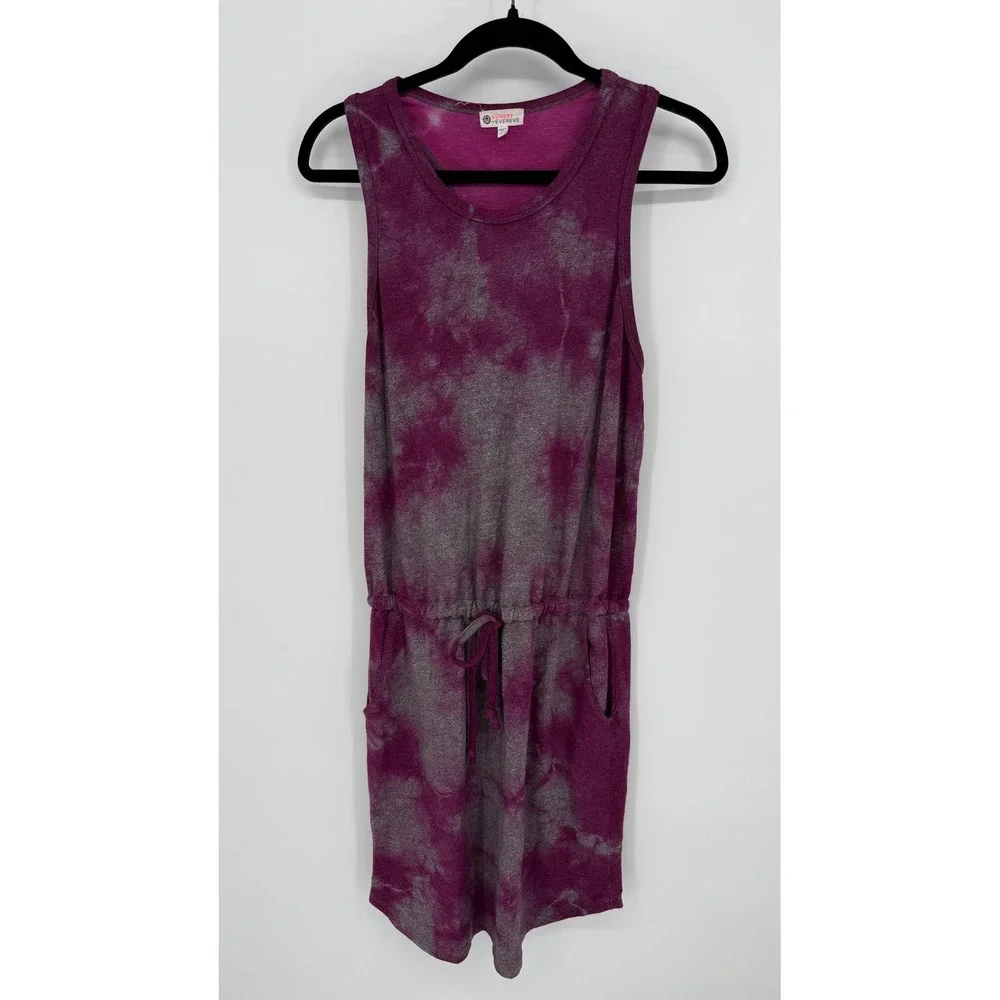 SUNDRY FOR EVEREVE THE WEEKENDER PURPLE GREY TIE DYE DROP‎ WAIST DRESS SIZE 0